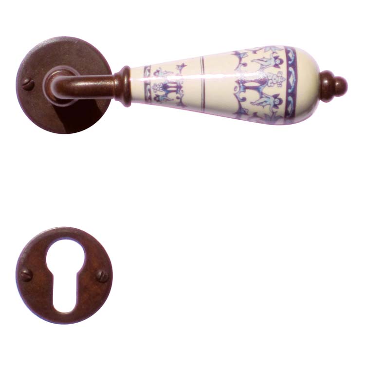 Poignée de porte pro agrigento rouille rond rosace cylindre