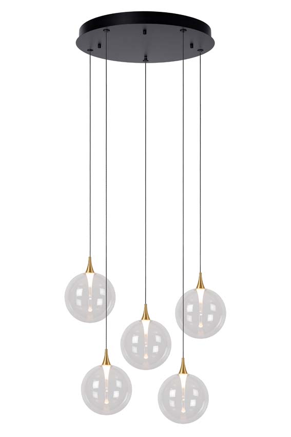 Lucide Premium Gisela - Hanglamp - Ø 48 cm - LED Dimb. - 5x3,8W 2700K - Transparant Lucide Premium Gisela - Hanglamp - Ø 48 cm - LED Dimb. - 5x3,8W 2700K - Transparant