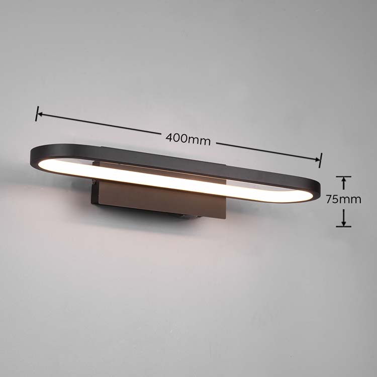 Ecl. salle de bains appl murale LED noir IP44 17W 1700lm