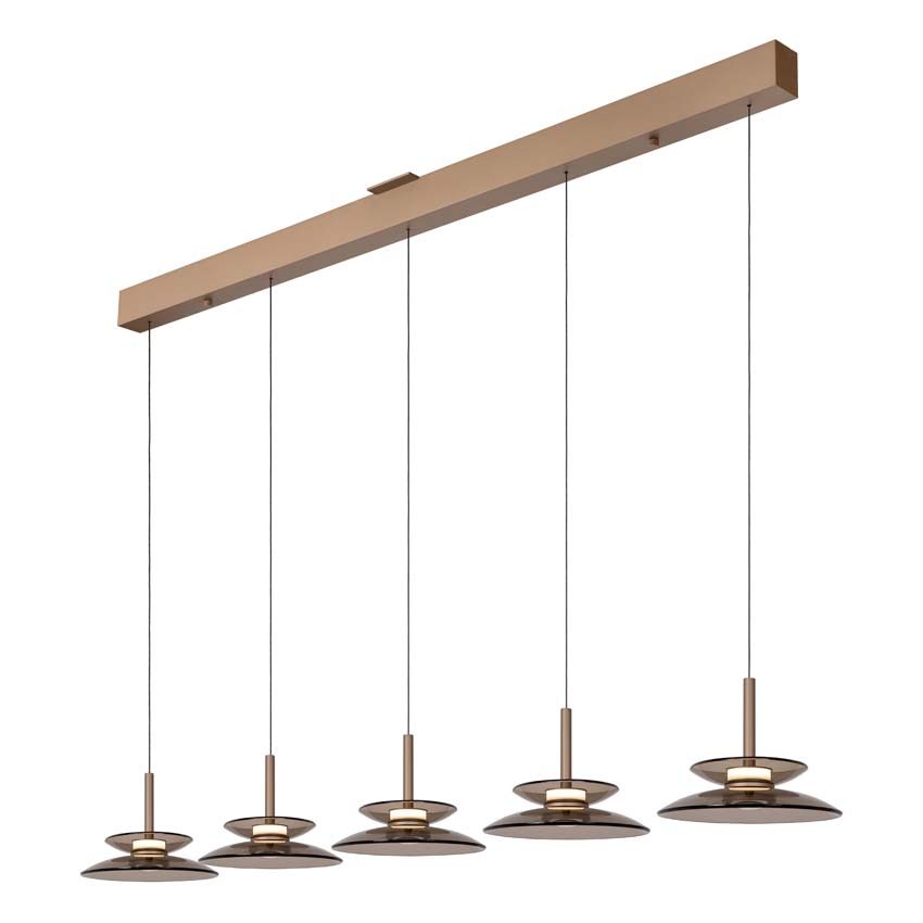 Lucide Premium Santiago - Suspension - LED dimmable - CCT - 5x10W 2700K/4000K - Ambré