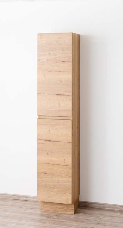 Armoire colonne Daria aspect chêne brun doré sur pied 185x40x32cm