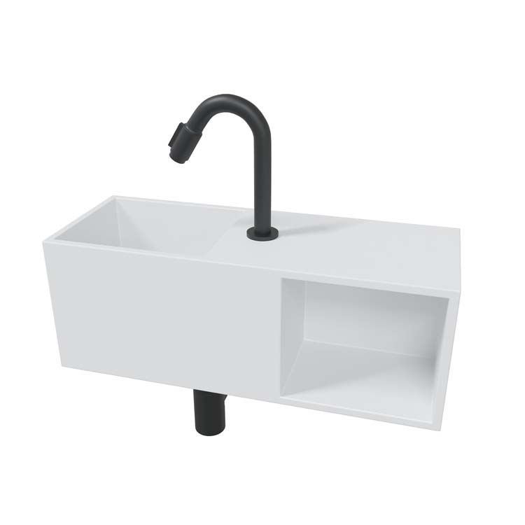 Lave-mains Kate avec niche solid surface blanc 54x20x20cm
