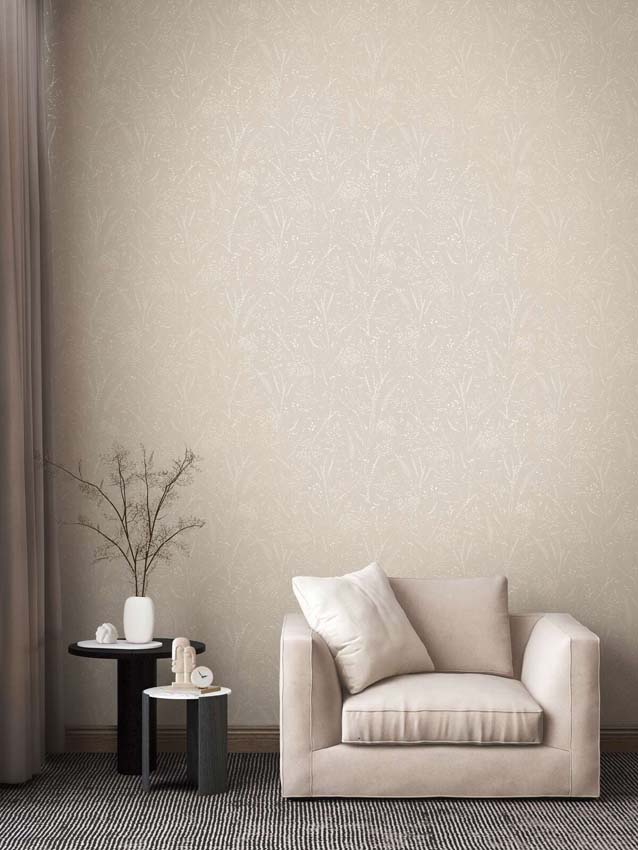 Vinyl op vliesbehang kruid bruin/beige/wit 0,53x10,05m