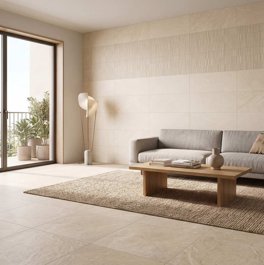 Wandtegel Cliff mat cream 33x90cm