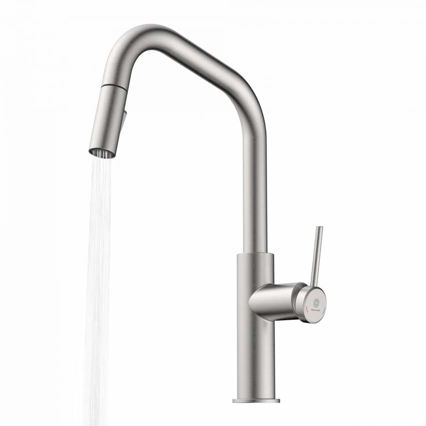 Robinet de cuisine Wasserwerk WK 13 Edge aspect inox avec bec extractible