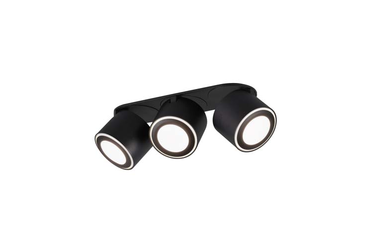 Spot en applique noir mate incl 3x3W/340Lm+3x1,5W/110Lm LED/ 3000K
