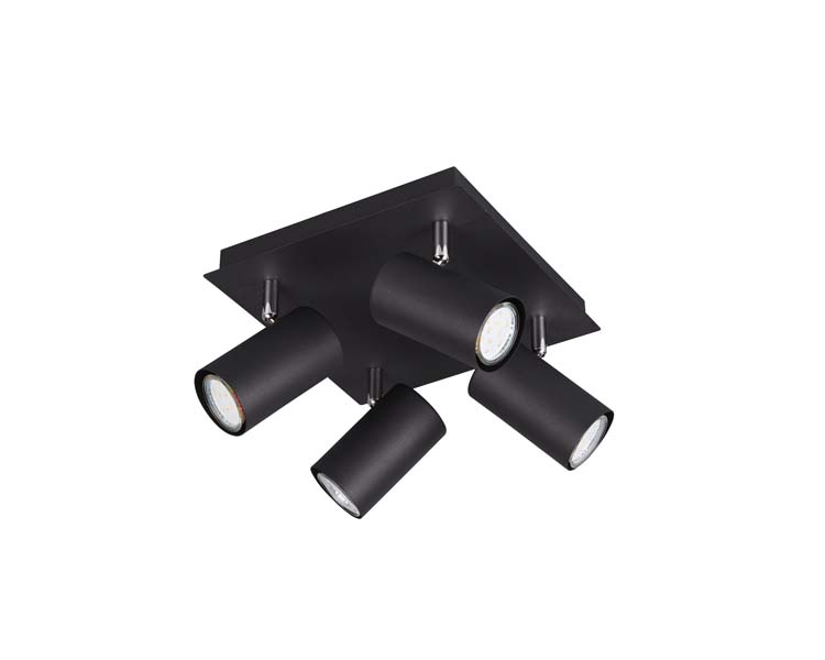 Opbouwspot zwart mat excl lamp LED mogelijk 4 spots GU10