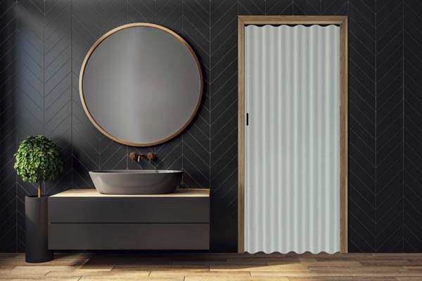 Vouwdeur licht grijs kunstleder op maat