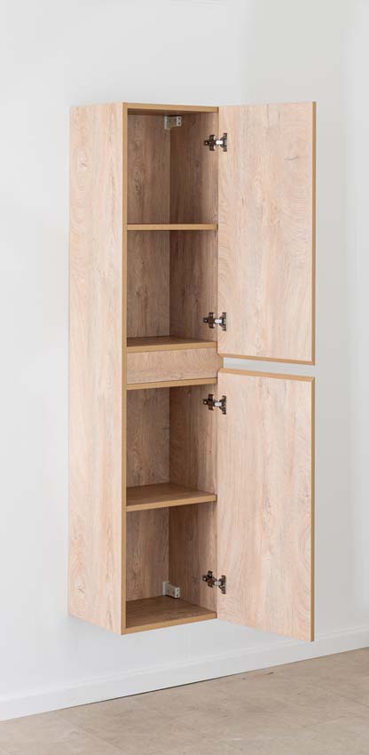 Armoire colonne Tibo/Tony chêne méditerranéen suspendue 170x40x35cm