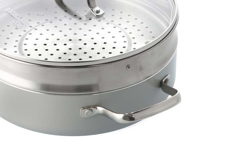 Poêle à ragout avec couvercle Dagelijkse Kost Proline sans PFAS argent Ø26cm panier vapeur