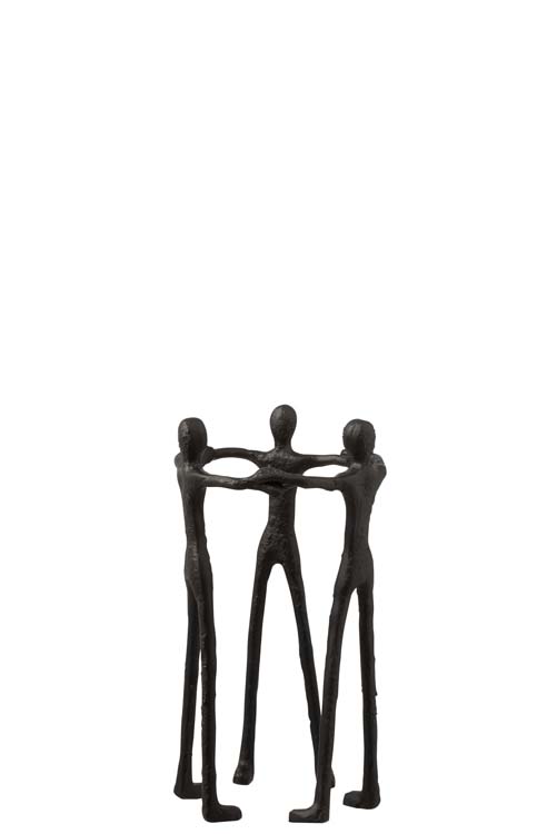 Statue personnes en cercle alu noir 20 x 20 x 36 cm