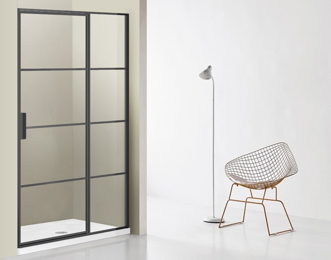 Douchedraaideur met vast deel Ulysses zwart 140x200cm