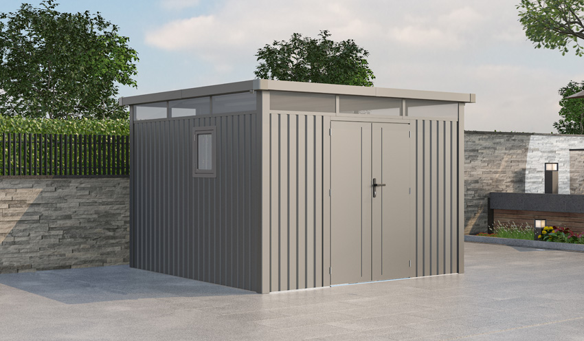 Abri de jardin Segura métal gris 294x294x222cm avec double porte