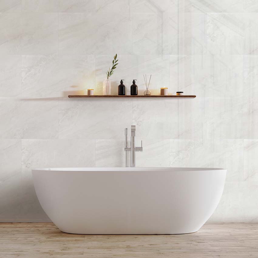 Panneau mural Dumawall+ Evora gloss marbre blanc 50x90cm