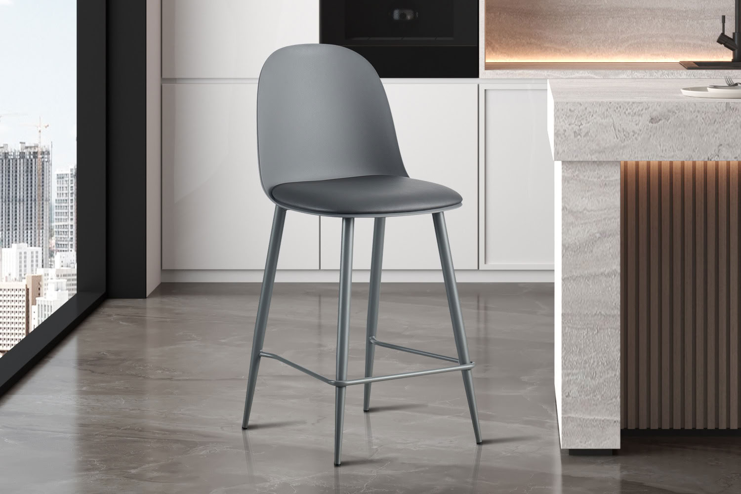 Chaise de bar Renilde grise