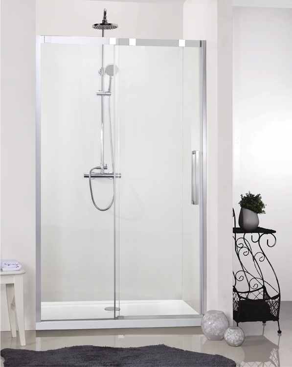 Porte de douche coulissante avec partie fixe Udo chrome 136-139x200cm