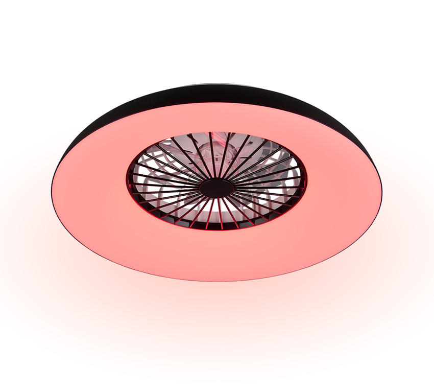 Plafonnier/ventilateur - Ø60cm - LED dimmable - CCT - 1x34W - 2700/6500K + RVB - noir