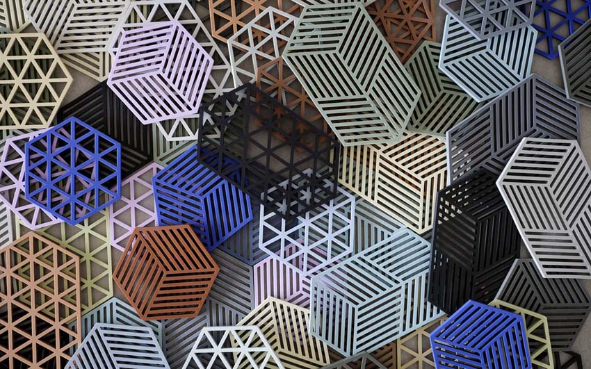 Dessous de plat Zone Hexagonal xl black 24 x 14 cm