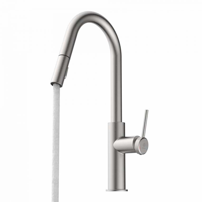 Keukenkraan Wasserwerk WK 13 Curve inox-look met uittrekbare uitloop