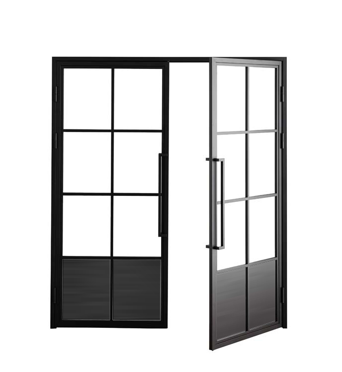 Dubbele stalen binnendeur Tara 6W glas + paneel links op maat