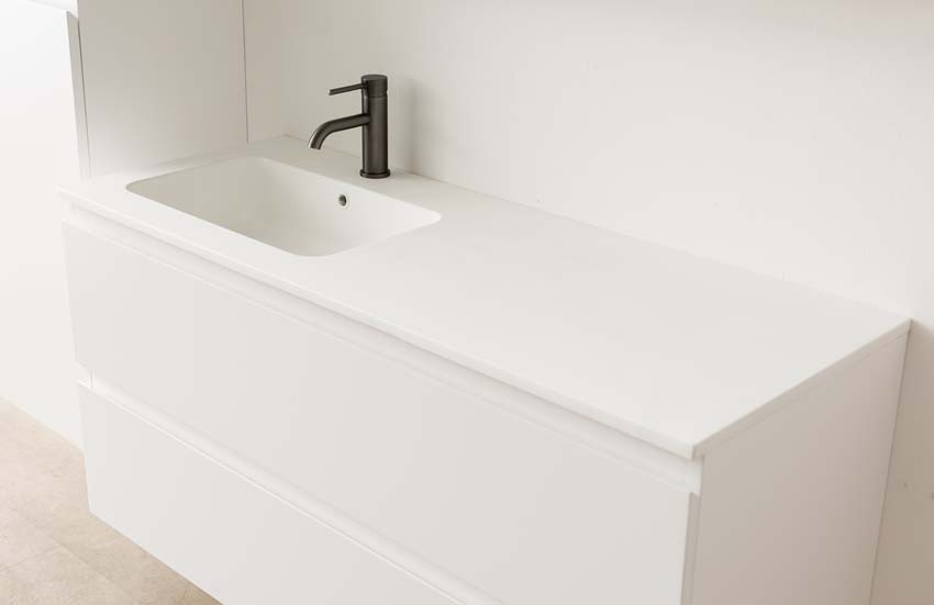 Meuble de salle de bain Tibo blanc avec lavabo simple blanc mat 120cm