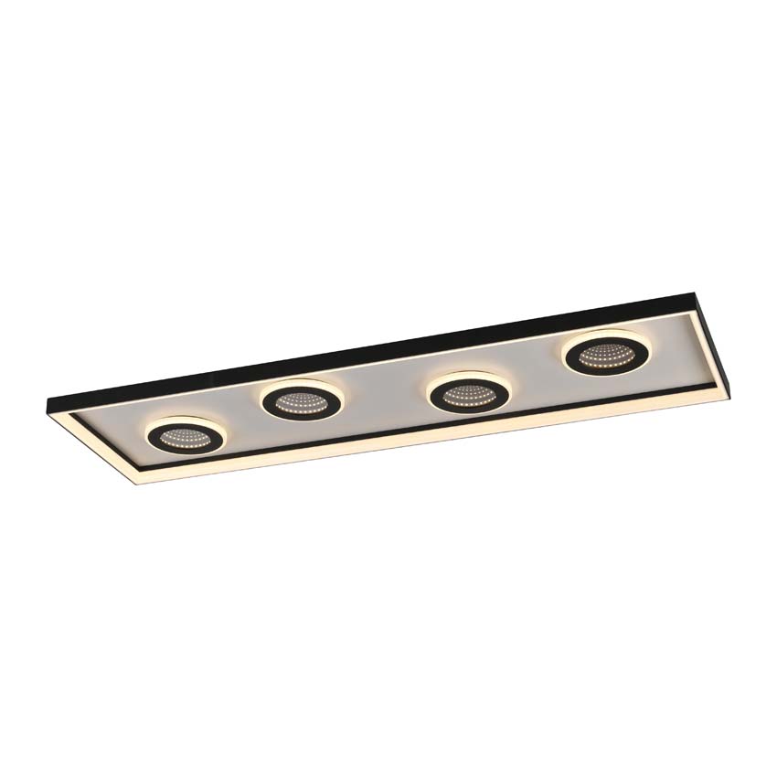 Plafonnier - noir - 100x30cm - dimmable - 32W - 2700-5000K - avec télécommande