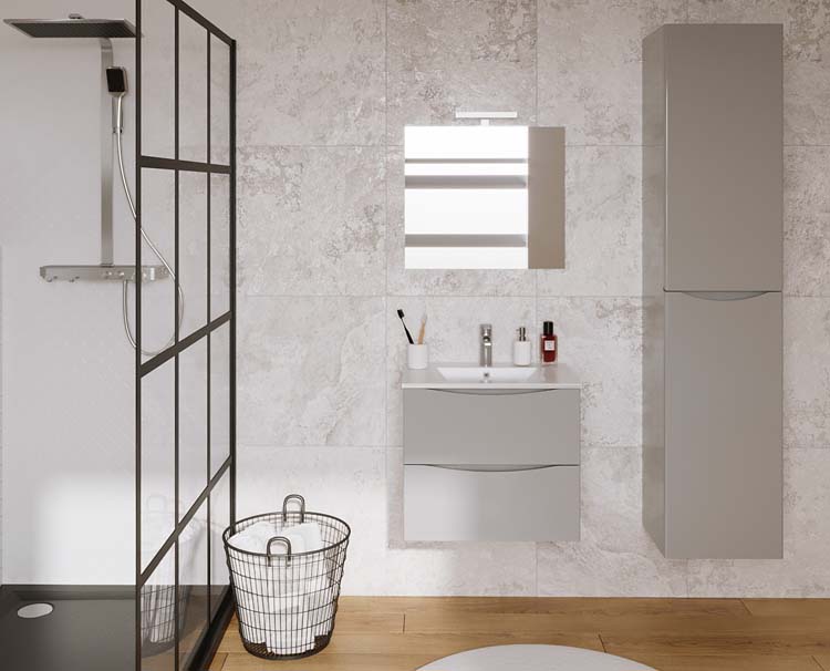 Armoire colonne Thasos gris clair suspendue 180x40x35cm