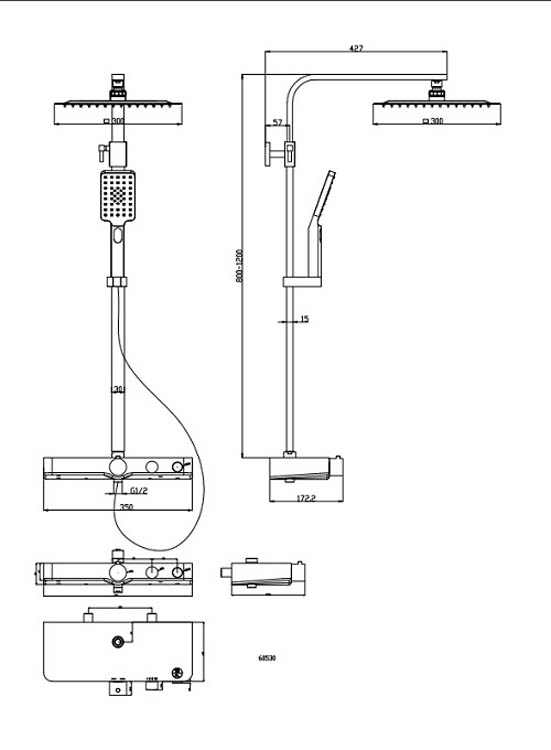 Set de douche thermostatique Olfa chrome-anthracite Set de douche thermostatique Olfa chrome-anthracite