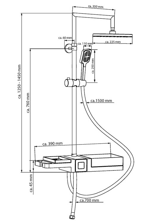 Doucheset Britta chroom/zwart