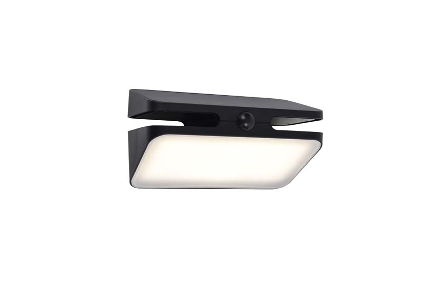 Wandlamp buiten Eos Solar - zwart - dimbaar - 8.6W - 4000K - IP54 - met bewegingssensor