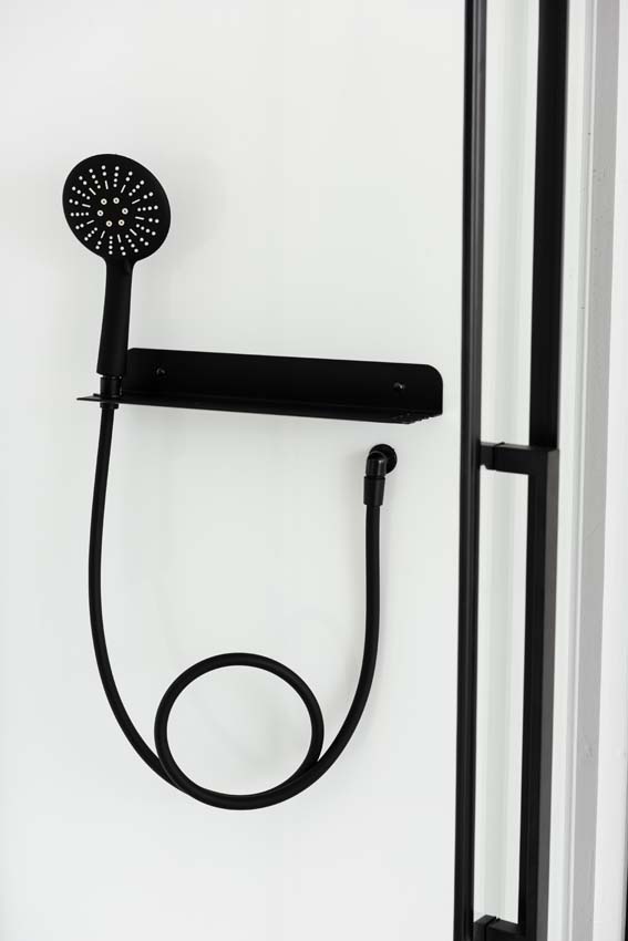 Douchecabine Phoebe hoek zwart/wit schuifdeur 90x90x217cm