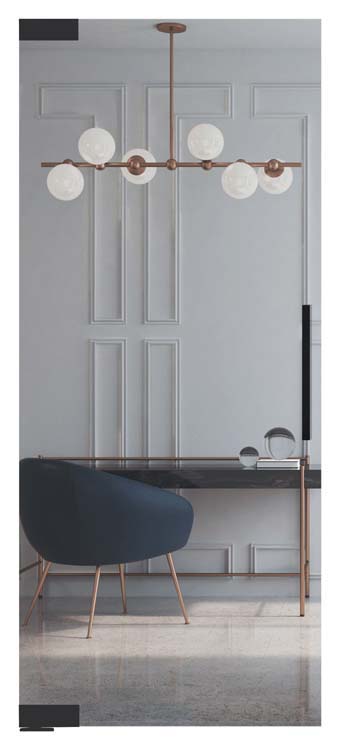 Pivoterende glazen binnendeur helder glas op maat - pivotsysteem zwart