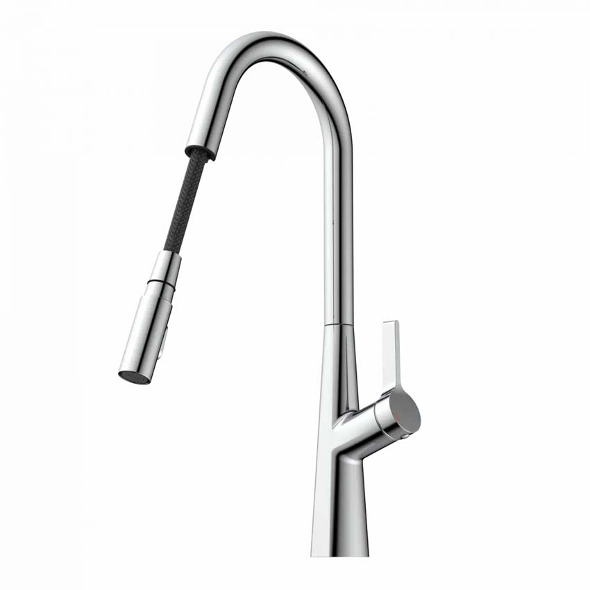 Robinet de cuisine Wasserwerk WK 9 Curve chrome avec bec extractible