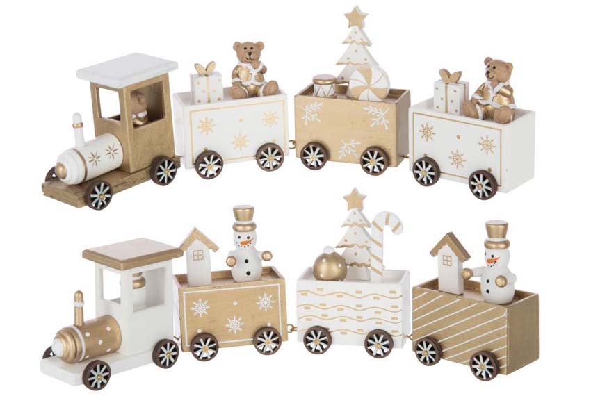 Figurine train ours/bonhomme de neige 34x5x10,5cm