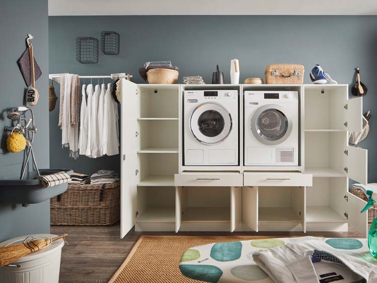 Wasmachine kast Decowash set 16 wit 235x67,5x162cm