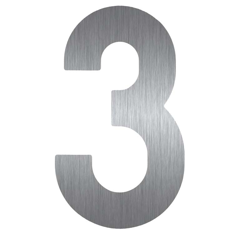 Numéro de maison plat 3 inox plus