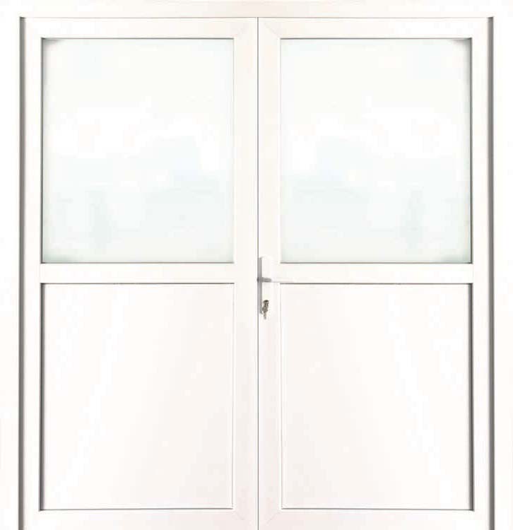 Buitendeur dubbel halfglas PVC mat glas wit 1800x2100mm linkstrekkend