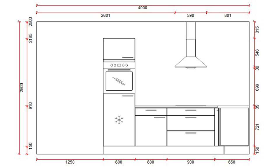 Cuisine d'angle Premium 13 blanche 275x175cm - pré-montée - avec appareils - plaque de cuisson vitrocéramique et hotte murale en inox