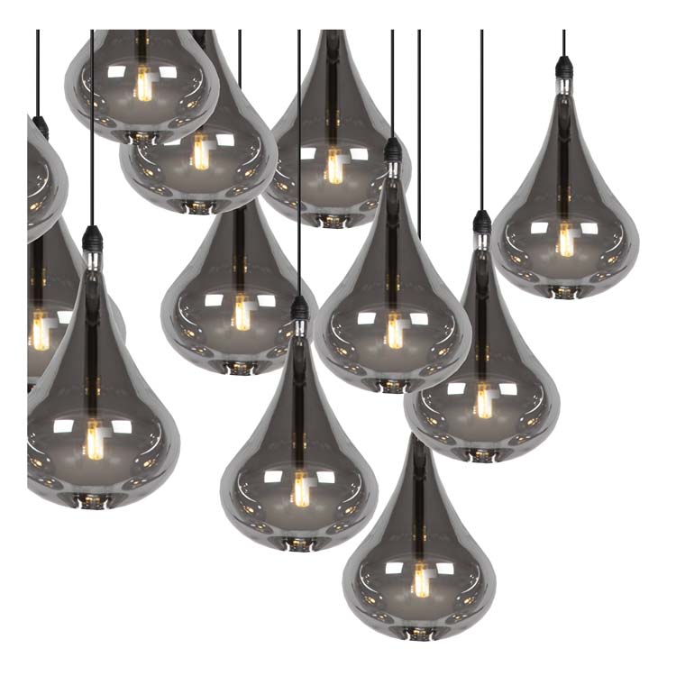 Lucide TEARS - Suspension - LED Dim. - G4 - 8x1,5W 3000K - Noir