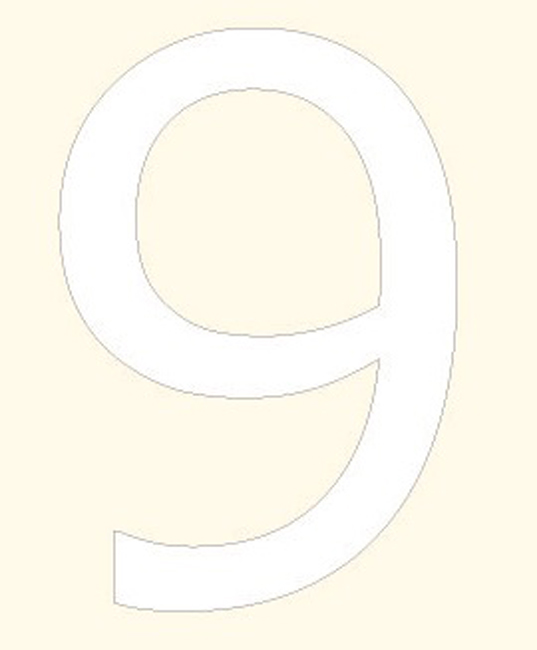Numéro de maison 9 blanc 5cm avec bande adhésive