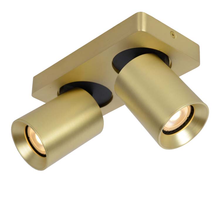 Lucide NIGEL - Spot plafond - LED Dim to warm - GU10 - 2x5W 2200K/3000K - Or Mat / Laiton