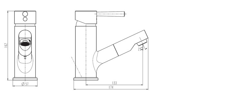 Robinet de lavabo Charlotte chrome avec bec extractible