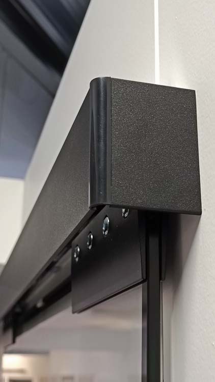 Complete enkele glazen schuifdeur Murano Black 93x215cm + zwarte dekplaat