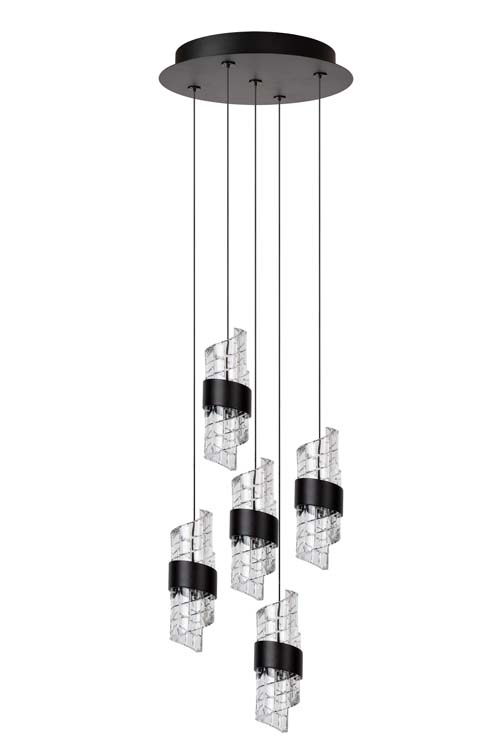 Suspension - noir - Ø30cm - LED - 5x8W - 2700K