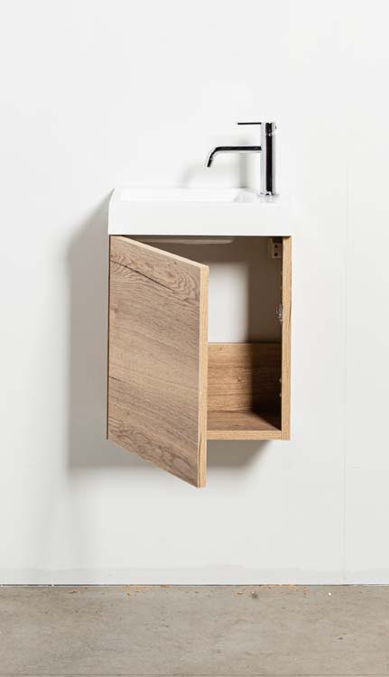 Toiletmeubel Domino eik wastafel mat wit 45x40x22cm