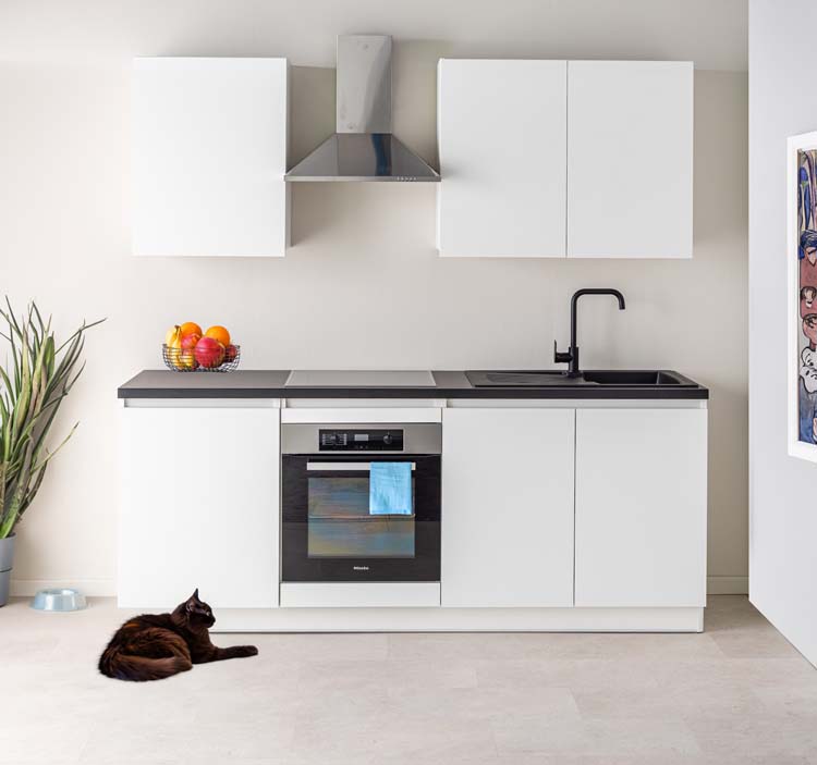 Keuken Plenti wit/zwart 220cm - zonder toestellen