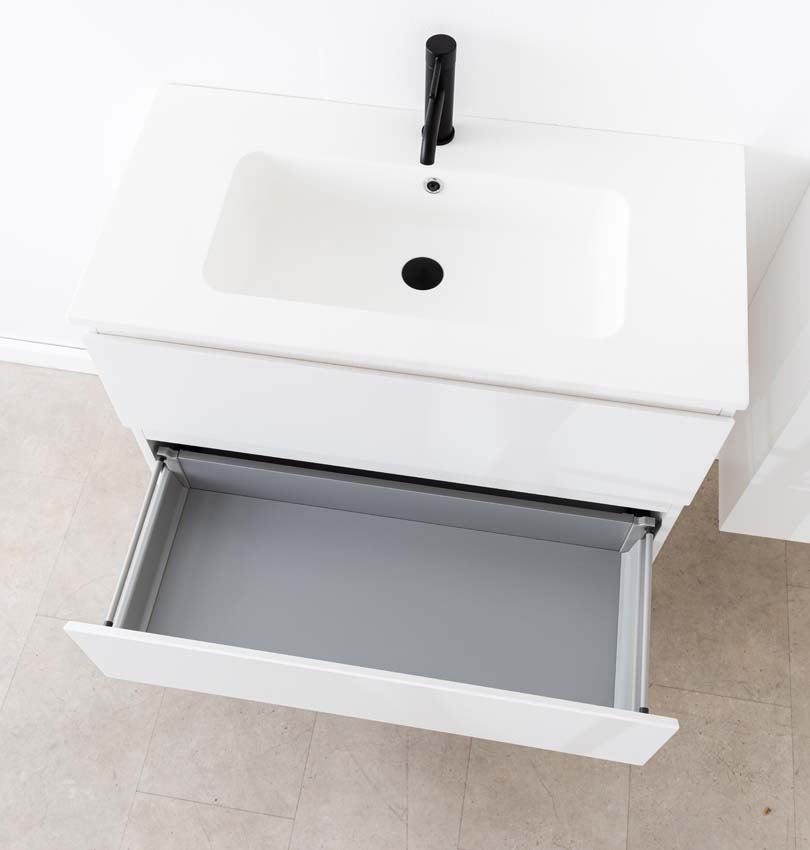 Meuble de salle de bain Tibo blanc avec lavabo simple blanc mat 90cm