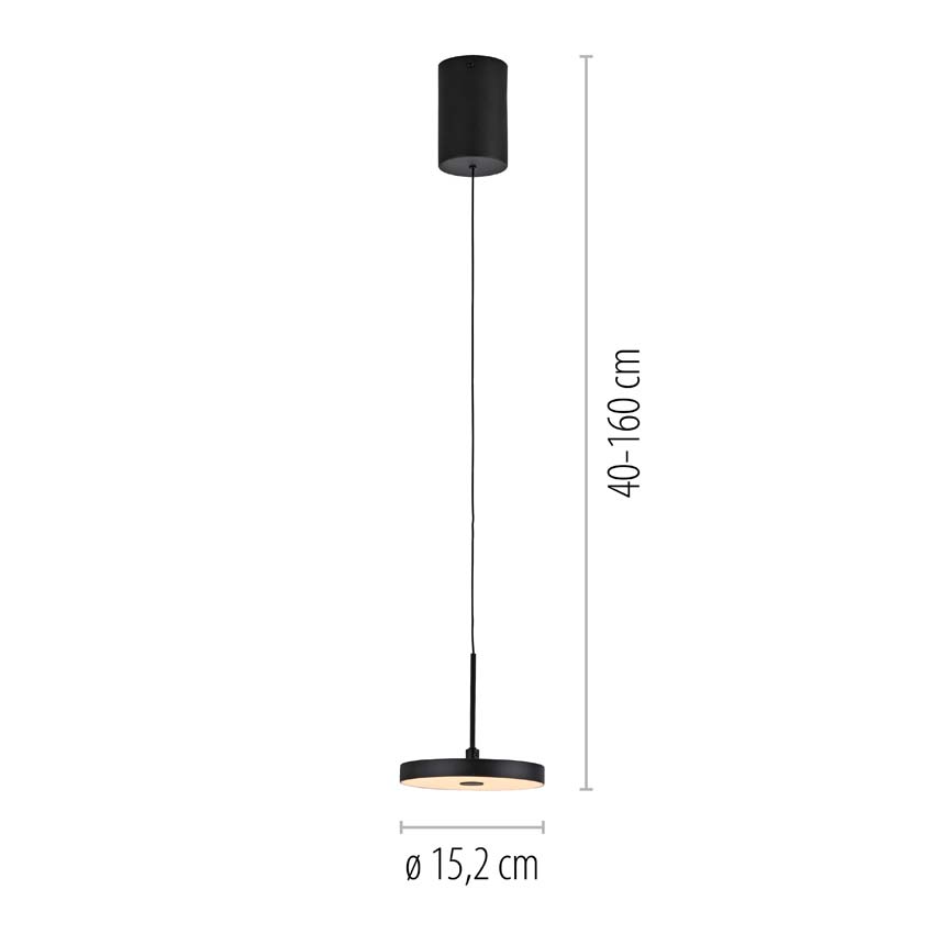 Suspension Easy Lift - Noir - Ø15,2cm - Dimmable - 1x6,8W - 3000K