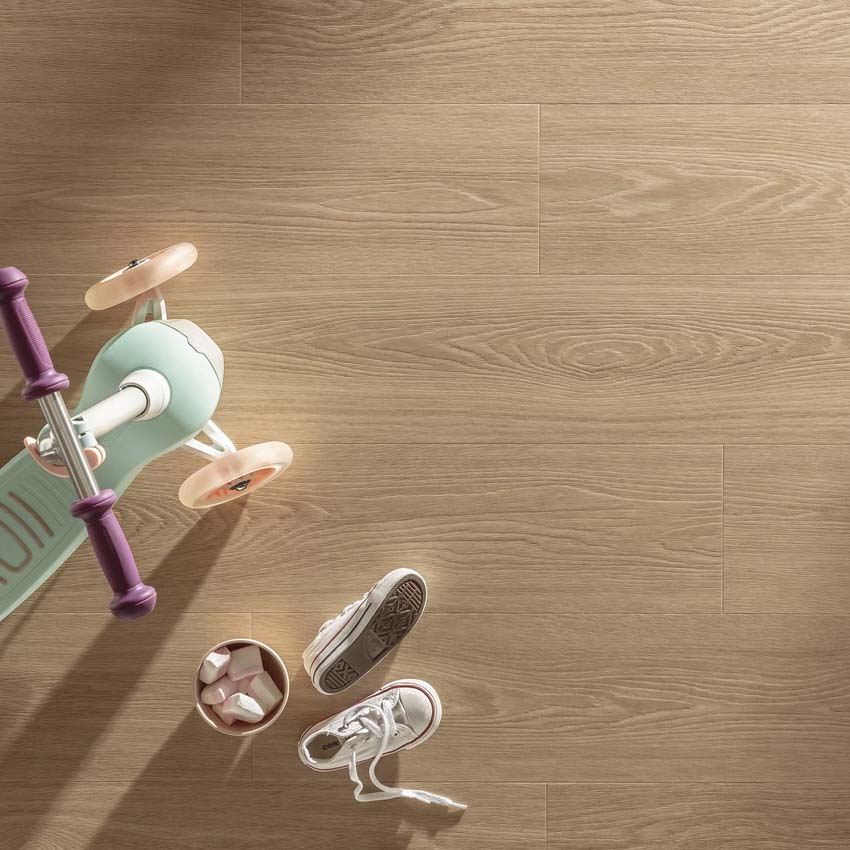 Sol vinyle Floorify Cannele planche 4mm chêne beige clair 121,9x17,8cm