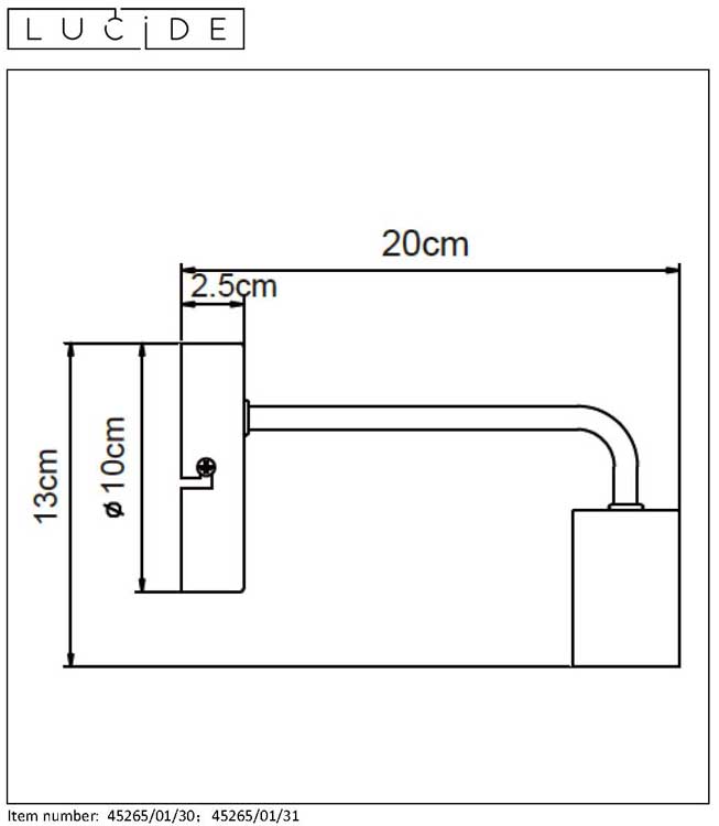 Wandlamp - wit - 20x10x13cm - E27 - 40W